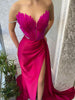 Feather Long Dress Women Sleeveless Off-shoulder Pleated Dress Female Elegant Party Dress Sexy Side Slit Evening Dress