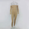 New Women Jumpsuit Sexy Strapless Rompers Casual Long Sleeve Rompers Womens Jumpsuit Macacao Feminino Solid Color