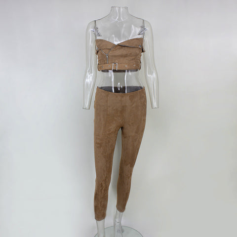 2022 New Womens Jumpsuit Fashion Suede Sexy Strapless Jumpsuit Women Overalls Rompers Womens Jumpsuit Combinaison Femme