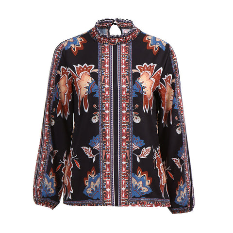 Fashion 2022 Summer Chiffon Blouse Tops Women's Hollow Out Long Sleeve Stand Collar Shirt Blouse camisa feminina /PY