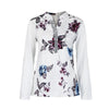 Plus Size V-Neck Top Shirts Summer Long Sleeve Floral Print Blouse Women Sequined Pullover Tops Loose Casual Blouse /PY