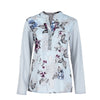 Plus Size V-Neck Top Shirts Summer Long Sleeve Floral Print Blouse Women Sequined Pullover Tops Loose Casual Blouse /PY