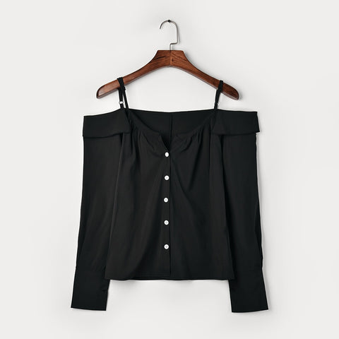 Sexy Off Shoulder V-Neck Blouse plus Size Long Sleeves Pure color Tops Summer Women Loose Blouse Shirt 2022 /PY