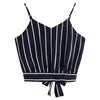 Sexy Women Crop Tops Striped Tie Back Cami Casual Spaghetti Strap Bow Vest Knot Cropped Tank Tops Vest cropped feminino