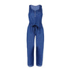 Summer 2022 Womens Wide Leg Jumpsuits Women Holiday Playsuit Jeans Demin Elastic Waist Strappy Long Beach Jumpsuit