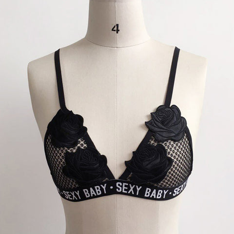 Summer Bralette Crop Tops For Women Ladies Sexy Lace Embroidered Rose Strappy Bra Camis Cropped Feminino regata feminina