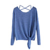 Summer Loose Casual Women Tops Shirts Daily Casual Crow Tied Up Long Sleeve Solid Tops Blouse Shirt camisetas mujer /PY
