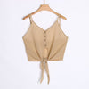 Summer Women Thin Tank Tops Camisole Sexy Strappy v Neck Tie Buttons Sleeveless Vest Tank Shirt Crop Tops Camis feminino