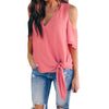 Women Casual Blouse Summer Chiffon Tops Women V Neck Off Shoulder Shirt Short Sleeve Tops Ladies Casual Blouse /PY