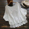 Female 2023 crop top boho summer white blouse women hollow out blusas Cotton Crochet shirt oversize Batwing sleeve tops camisas