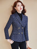 Female Black Blue Stripe Casual Slim Blazer Coat Women Ladies Autumn Winter Long Sleeve Double Breasted Jacket
