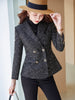 Female Black Blue Stripe Casual Slim Blazer Coat Women Ladies Autumn Winter Long Sleeve Double Breasted Jacket