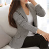 Female Black White Plaid blazer spring autumn blazer women jacket Ladies Long Sleeve Work Wear Plus Size Female Outerwear