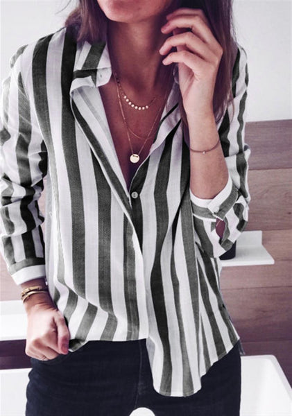 Female Blouses Stripe Blouse Shirt Women Autumn Turn-Down Collar Blusas 2022 Causal Ladies Work Wear Tops WS9170C