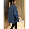 Female Blue Cotton Loose Blazer Blue Single Breasted Pockets Women's Jacket Korean Casual Woman Thin Coat Outwear