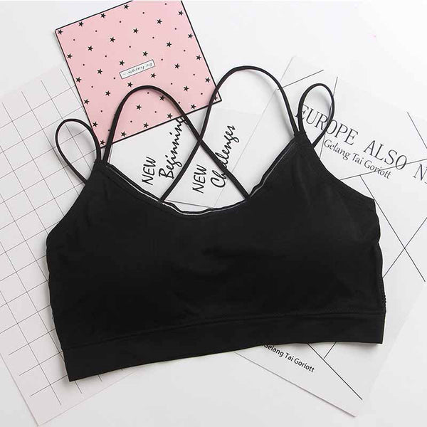 Female Cropped Tops Cotton Casual Crop Top Women spaghetti strap camisole short tshirt Padded Bra Vest Workout Fitness Tank Top