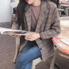 Female Office Ladies Blazer Suit Retro Plaid Set Single-breasted Jacket Pencil Skirts Women 2 Pieces Skirt Suit