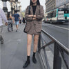 Female Office Ladies Blazer Suit Retro Plaid Set Single-breasted Jacket Pencil Skirts Women 2 Pieces Skirt Suit