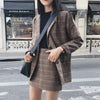 Female Office Ladies Blazer Suit Retro Plaid Set Single-breasted Jacket Pencil Skirts Women 2 Pieces Skirt Suit