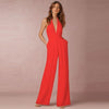 Female Sexy Club Zipper Women's Overalls Macacao Feminino Slim Office White Jumpsuits Deep V Sleeveless Backless Wide Leg Romper