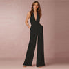 Female Sexy Club Zipper Women's Overalls Macacao Feminino Slim Office White Jumpsuits Deep V Sleeveless Backless Wide Leg Romper