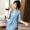 Female Suits with Skirt Elegant Lace Women's Business Offic Work Mini Skirt Suit Spring Summer Short Sleeve Blazer Outfit