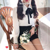Female Tops Sales Woman Autumn Long Sleeve Basic Shirt Blouse Bow Tie Ribbon Pink White Shirt e800