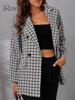 Female Vintage Houndstooth Blazer Spring Fall Clothing Chic and Elegant Woman Jacket 2023 Ladies Casual Blazers Suit Outwear