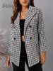 Female Vintage Houndstooth Blazer Spring Fall Clothing Chic and Elegant Woman Jacket 2023 Ladies Casual Blazers Suit Outwear