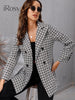 Female Vintage Houndstooth Blazer Spring Fall Clothing Chic and Elegant Woman Jacket 2023 Ladies Casual Blazers Suit Outwear