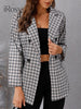 Female Vintage Houndstooth Blazer Spring Fall Clothing Chic and Elegant Woman Jacket 2023 Ladies Casual Blazers Suit Outwear