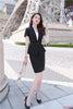 Female Women Bsiness Suits with Skirt and Jacket Sets Black Blazer Ladies Work Wear Office Uniform Style Short Sleeve