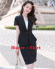 Female Women Bsiness Suits with Skirt and Jacket Sets Black Blazer Ladies Work Wear Office Uniform Style Short Sleeve