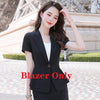 Female Women Bsiness Suits with Skirt and Jacket Sets Black Blazer Ladies Work Wear Office Uniform Style Short Sleeve