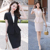 Female Women Bsiness Suits with Skirt and Jacket Sets Black Blazer Ladies Work Wear Office Uniform Style Short Sleeve