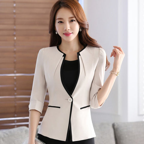 Female career fashion half sleeve women blazer New plus size formal slim jackets office ladies plus size work wear uniform