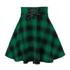Female casual plaid printing spliced tie A word miniskirt summer South Korea high waist pleated skirt black gothic sexy