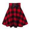 Female casual plaid printing spliced tie A word miniskirt summer South Korea high waist pleated skirt black gothic sexy