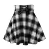 Female casual plaid printing spliced tie A word miniskirt summer South Korea high waist pleated skirt black gothic sexy