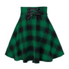Female casual plaid printing spliced tie A word miniskirt summer South Korea high waist pleated skirt black gothic sexy