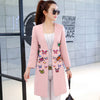 Female spring autumn small Blazer new Long section paragraph casual embroidery suit jacket Slim large size suit jacket Women