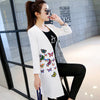 Female spring autumn small Blazer new Long section paragraph casual embroidery suit jacket Slim large size suit jacket Women