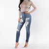 Female trousers High Waisted Skinny Hole Denim Jeans Stretch Slim Pants Calf Length All-match Jeans jeans woman high waist