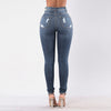 Female trousers High Waisted Skinny Hole Denim Jeans Stretch Slim Pants Calf Length All-match Jeans jeans woman high waist