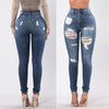 Female trousers High Waisted Skinny Hole Denim Jeans Stretch Slim Pants Calf Length All-match Jeans jeans woman high waist