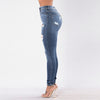 Female trousers High Waisted Skinny Hole Denim Jeans Stretch Slim Pants Calf Length All-match Jeans jeans woman high waist