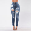 Female trousers High Waisted Skinny Hole Denim Jeans Stretch Slim Pants Calf Length All-match Jeans jeans woman high waist