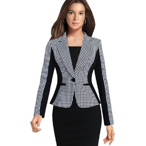 Feminino Plus Size 3XL Formal Jacket Women's White Blaser Female Spring Autumn White and Black Women Blazers