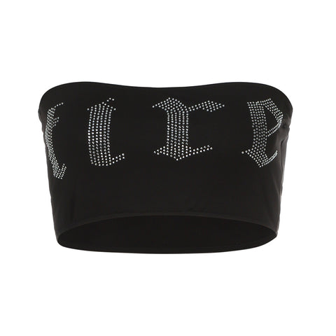 Festival Club Rhinestone Crop Top For Women 90s Co Girls Streetwear Camis Women Fashion Sexy Bustier Bra Tube Feamle Tank Tops