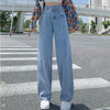 Feynzo Women Pant Woman Jeans High Waist Denim Pants Wide Leg Denim Clothing Blue Jeans Vintage Quality  Straight Pants